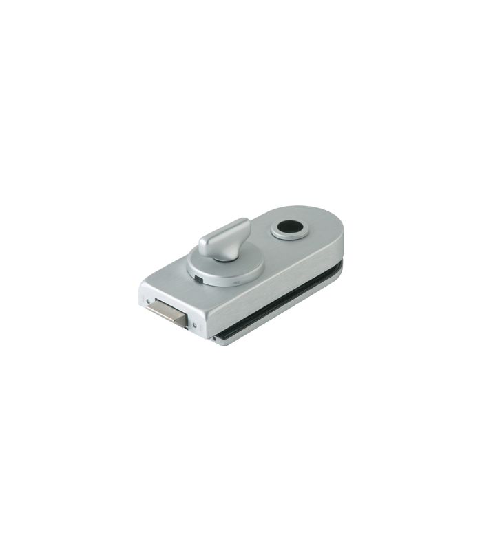 DORMA-Glas Ganzglastürschloss 10.206, WC Schauscheibe/Schlitzkopf, 8-10mm, DIN Links-Rechts, silberfarbig satiniert, mit Flüsterfalle