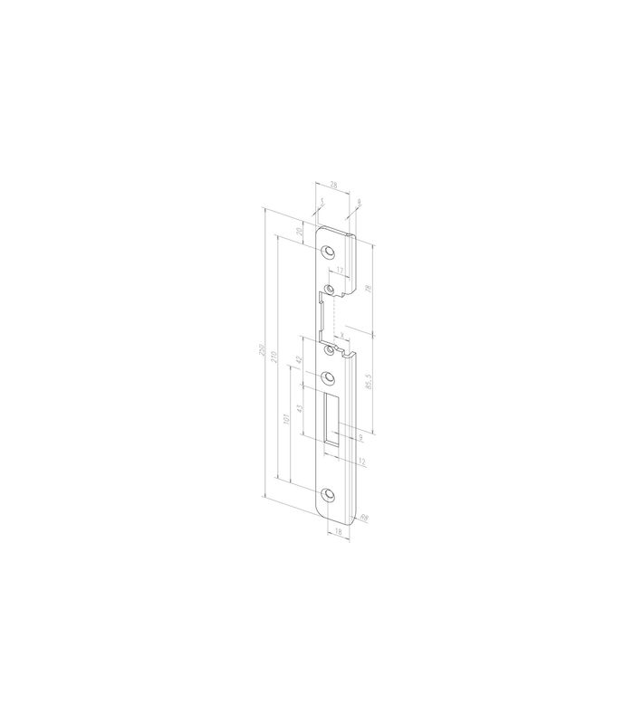 Winkelschließblech 525 DR,28x250x9 rd,edelstahl