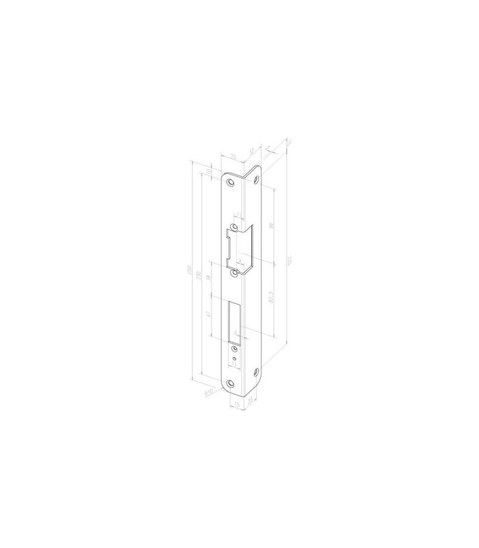Winkelschließblech 488 DR,25x250x32 rd,edelstahl