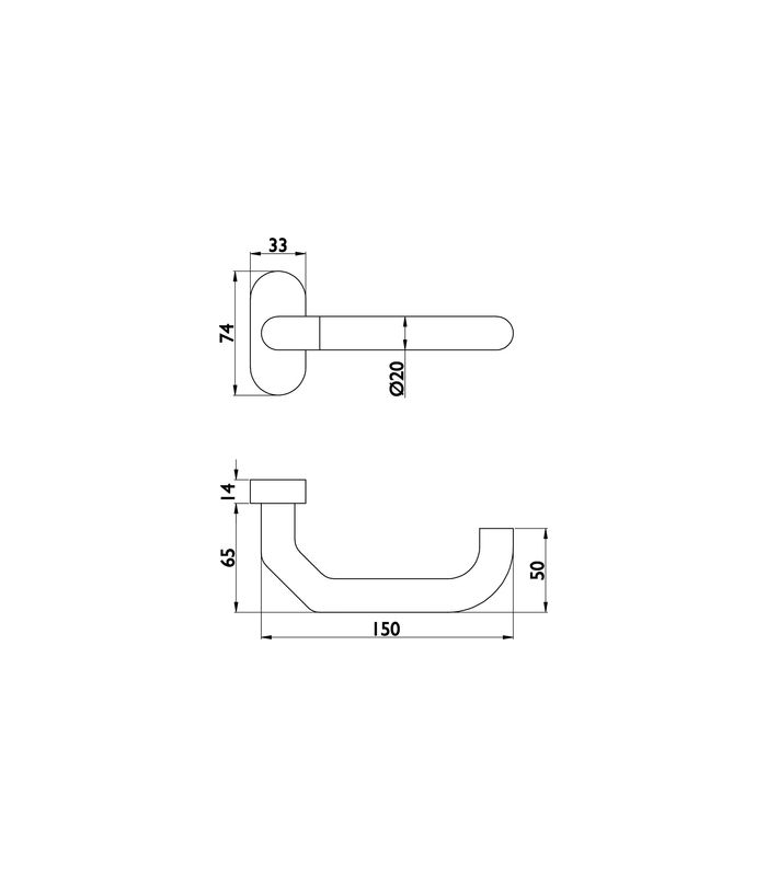 Rahmendrückerlochteil Arges 8 mm Edelstahl mit