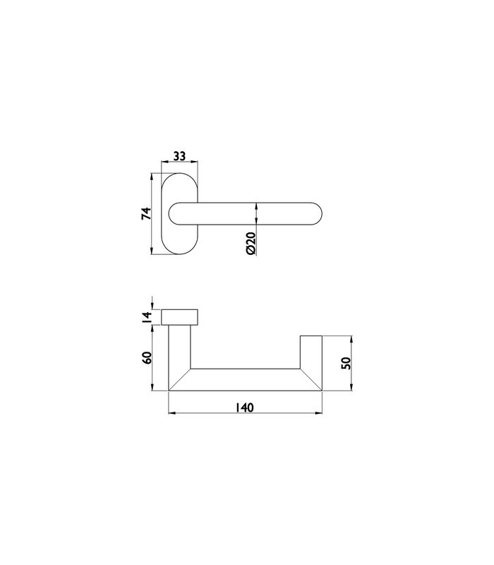 TOPFORM Rahmendrückerlochteil Merkur 8 mm Edelstahl matt