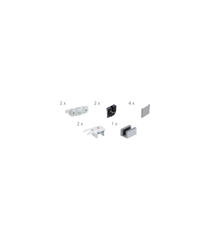 HELM 73 Set Glas ohne Laufschiene bis 80kg EV1 eloxiert Kappe eckig 8-10 mm ESG/VSG
