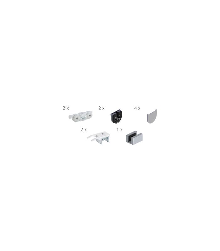 HELM 73 Set Glas ohne Laufschiene bis 80kg EV1 eloxiert Kappe rund 8-10 mm ESG/VSG
