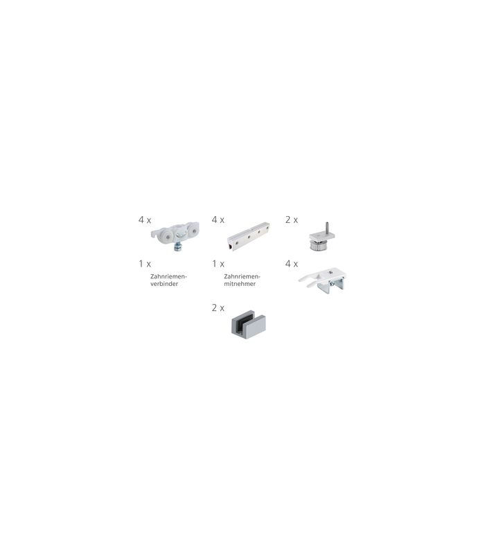 HELM 73 Synchron Set Glas ohne Laufschiene 2-flg., 8/10mm ESG, bis 80kg manuell