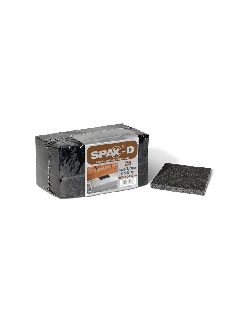 Spax Zubehör für Terrassenbau Pads 100 x 100 x 8mm, Paket à 25 Stück