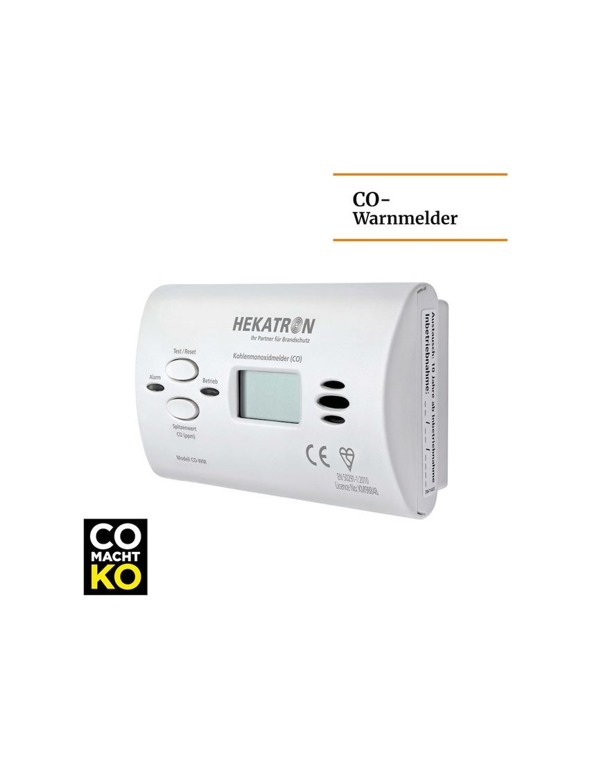 Kohlenmonoxidmelder CO-WM weiß, mit Digitaldisplay