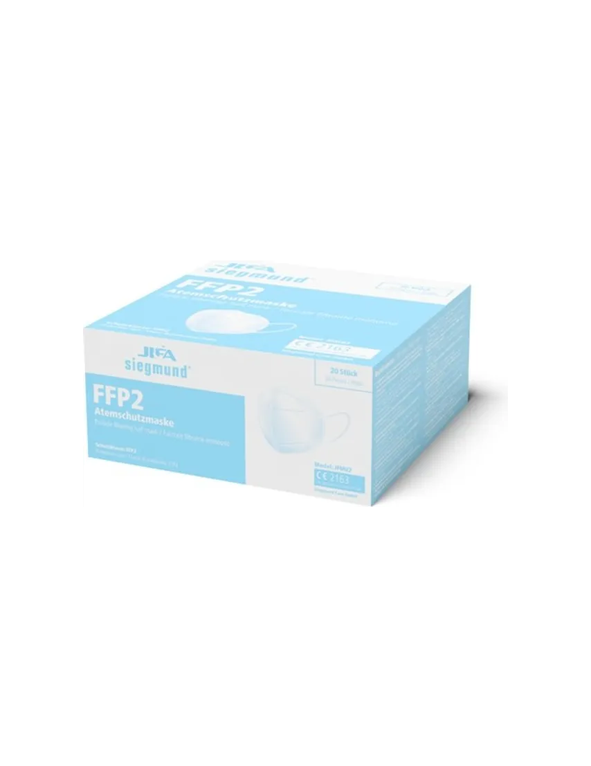 Atemschutzmaske FFP2 gefaltet (VE=20) einzeln verpackt CE 2163 EN149:2001+A1:2009