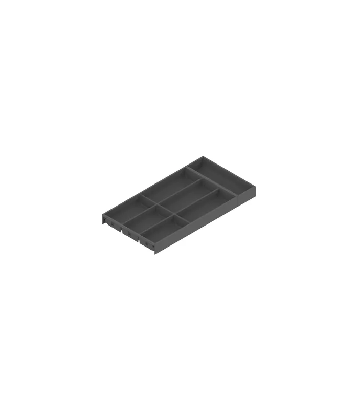 AMBIA-LINE Besteckeinsatz, für LEGRABOX/MERIVOBOX Schubkasten, Kunststoff / Stahl, 7 Besteckfächer, NL=600 mm, Breite=300 mm, oriongrau matt