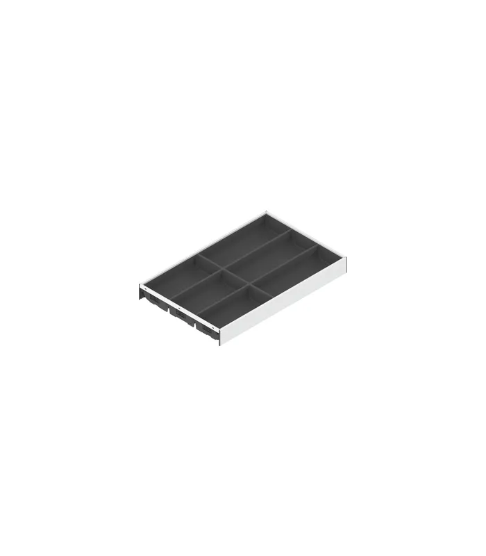 AMBIA-LINE Besteckeinsatz, für LEGRABOX/MERIVOBOX Schubkasten, Kunststoff / Stahl, 6 Besteckfächer, NL=500 mm, Breite=300 mm, seidenweiss /oriongr.