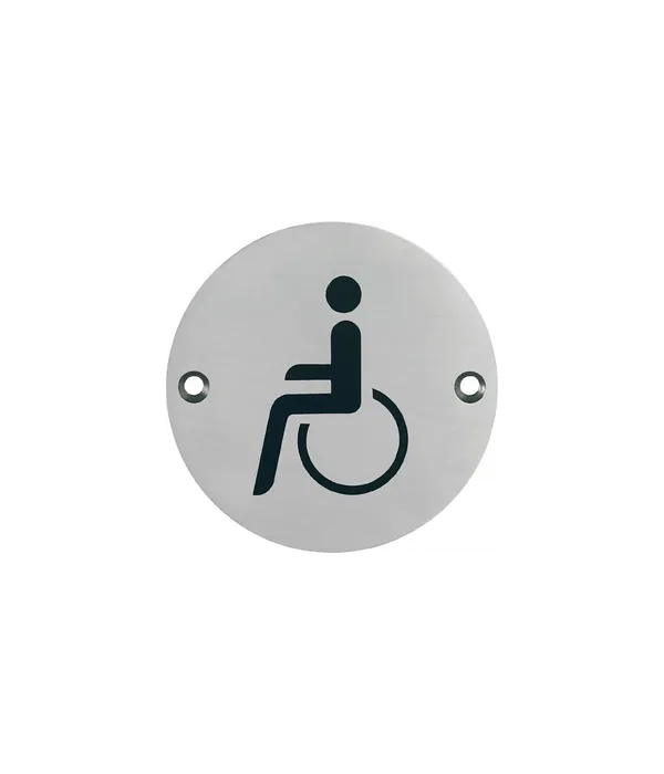 Objekttür- Hinweisschild, E664 Behinderten WC, edelstahl matt